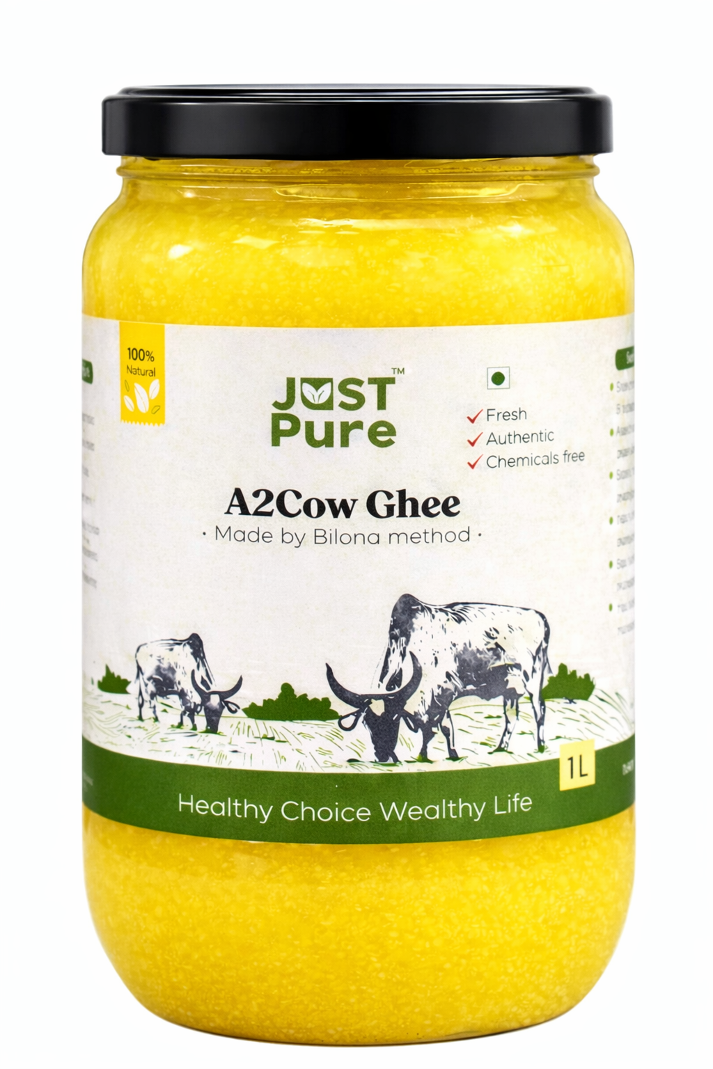 JustPure A2 Desi Cow Bilona Ghee – 1 Litre
